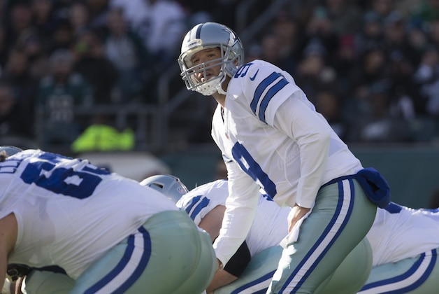 PHILADELPHIA, PA - JANUARY 1: Tony Romo #9 of the Dallas Cowboys looks on from under center against the Philadelphia Eagles at Lincoln Financial Field on January 1, 2017 in Philadelphia, Pennsylvania. The Eagles defeated the Cowboys 27-13. (Photo by Mitchell Leff/Getty Images)
