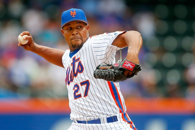 NEW YORK, NY - JULY 31:  Jeurys Familia #27 of the New York Mets in action against the Colorado Rockies at Citi Field on July 31, 2016 in the Flushing neighborhood of the Queens borough of New York City. The Mets defeated the Rockies 6-4.  (Photo by Jim McIsaac/Getty Images)