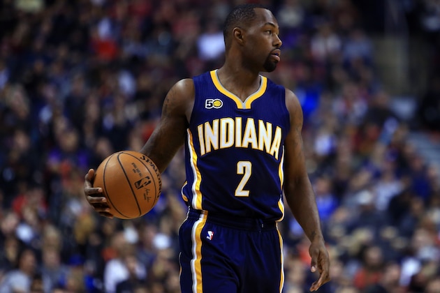 TORONTO, ON - MARCH 19:  Rodney Stuckey #2 of the Indiana Pacers dribbles the ball during the first half of an NBA game against the Toronto Raptors at Air Canada Centre on March 19, 2017 in Toronto, Canada.  NOTE TO USER: User expressly acknowledges and agrees that, by downloading and or using this photograph, User is consenting to the terms and conditions of the Getty Images License Agreement.  (Photo by Vaughn Ridley/Getty Images)