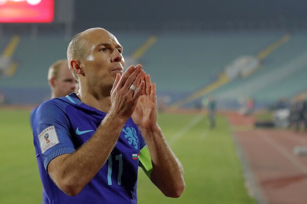 Netherlands' Arjen Robben leaves the field after their World Cup Group A qualifying soccer match against Bulgaria, at the Vassil Levski stadium in Sofia, Bulgaria, Saturday, March 25, 2017. (AP Photo/Vadim Ghirda) Netherlands' Arjen Robben leaves the field after their World Cup Group A qualifying soccer match against Bulgaria, at the Vassil Levski stadium in Sofia, Bulgaria, Saturday, March 25, 2017. (AP Photo/Vadim Ghirda)