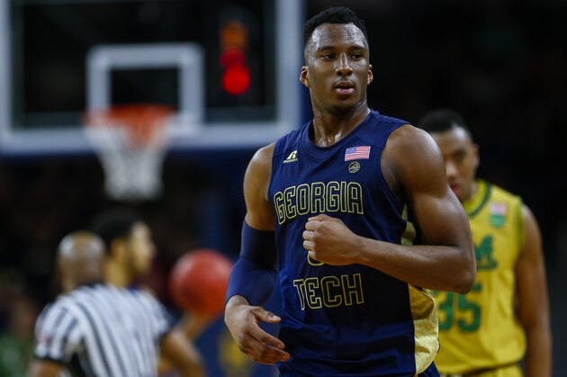 SOUTH BEND, IN - FEBRUARY 26: Josh Okogie #5 of the Georgia Tech Yellow Jackets is seen during the game against the Notre Dame Fighting Irish at Purcell Pavilion on February 26, 2017 in South Bend, Indiana.  (Photo by Michael Hickey/Getty Images)