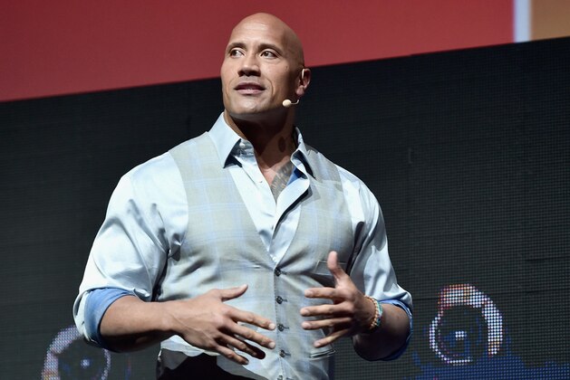 LAS VEGAS, NV - MARCH 28:  Actor Dwayne Johnson speaks onstage at CinemaCon 2017 Paramount Pictures Presentation Highlighting Its Summer of 2017 and Beyond at The Colosseum at Caesars Palace during CinemaCon, the official convention of the National Association of Theatre Owners, on March 28, 2017 in Las Vegas, Nevada.  (Photo by Alberto E. Rodriguez/Getty Images for CinemaCon)