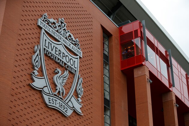 LIVERPOOL, ENGLAND - SEPTEMBER 24: A general view of a badge on the new main stand at Anfield, the home stadium of Liverpool during the Premier League match between Liverpool and Hull City at Anfield on September 24, 2016 in Liverpool, England. (Photo by Robbie Jay Barratt - AMA/Getty Images)