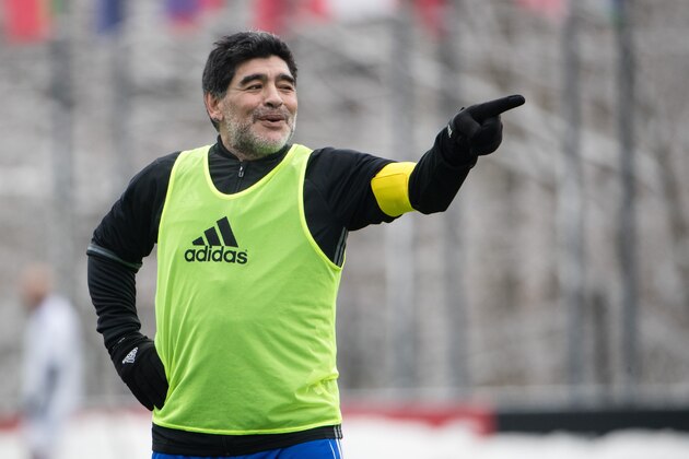 ZURICH, SWITZERLAND - JANUARY 09: Diego Maradona reacts during a FIFA Team Friendly Football Match at the FIFA headquarters prior to The Best FIFA Football Awards 2016 on January 9, 2017 in Zurich, Switzerland. (Photo by Philipp Schmidli/Getty Images) ZURICH, SWITZERLAND - JANUARY 09: Diego Maradona reacts during a FIFA Team Friendly Football Match at the FIFA headquarters prior to The Best FIFA Football Awards 2016 on January 9, 2017 in Zurich, Switzerland. (Photo by Philipp Schmidli/Getty Images)