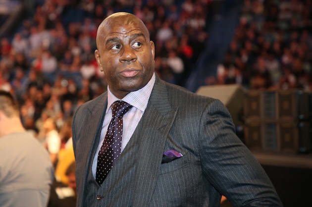 NEW ORLEANS, LA - FEBRUARY 19: NBA Legend, Magic Johnson walks around during the NBA All-Star Game as part of the 2017 NBA All Star Weekend on February 19, 2017 at the Smoothie King Center in New Orleans, Louisiana.  NOTE TO USER: User expressly acknowledges and agrees that, by downloading and or using this Photograph, user is consenting to the terms and conditions of the Getty Images License Agreement.  Mandatory Copyright Notice: Copyright 2017 NBAE (Photo by Chris Marion/NBAE via Getty Images)