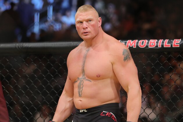 LAS VEGAS, NV - JULY 9: Brock Lesnar prepares to fight Mark Hunt during the UFC 200 event at T-Mobile Arena on July 9, 2016 in Las Vegas, Nevada. (Photo by Rey Del Rio/Getty Images)