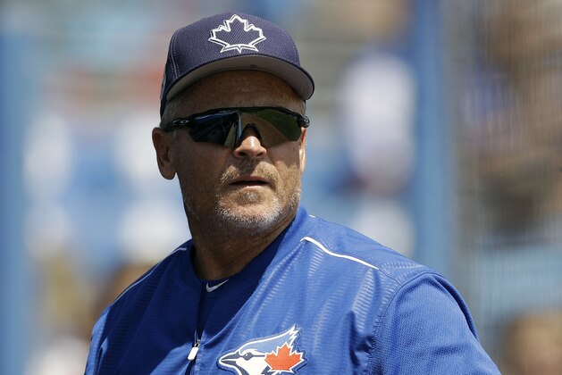 Toronto Blue Jays manager John Gibbons during the first inning of a spring training baseball game against the New York Yankees Wednesday, March 29, 2017, in Dunedin, Fla. (AP Photo/Chris O'Meara)