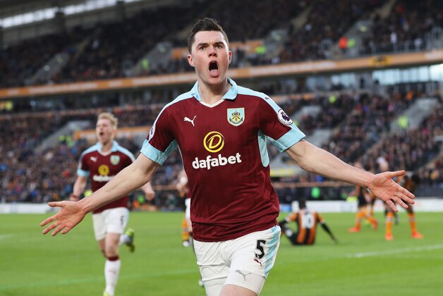 HULL, ENGLAND - FEBRUARY 25:  Michael Keane of Burnley celebrates scoring his sides first goal during the Premier League match between Hull City and Burnley at KCOM Stadium on February 25, 2017 in Hull, England.  (Photo by Mark Robinson/Getty Images)