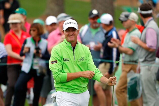 AUGUSTA, GEORGIA - APRIL 06:  Jimmy Walker of the United States reacts during the Par 3 Contest prior to the start of the 2016 Masters Tournament at Augusta National Golf Club on April 6, 2016 in Augusta, Georgia.  (Photo by Kevin C. Cox/Getty Images)