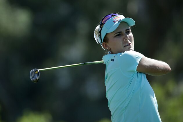 RANCHO MIRAGE, CA - APRIL 02:  Lexi Thompson plays her tee shot on the sixth hole during the final round of the ANA Inspiration at the Dinah Shore Tournament Course at Mission Hills Country Club on April 2, 2017 in Rancho Mirage, California.  (Photo by Jeff Gross/Getty Images)