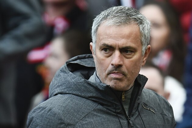 Manchester United's Portuguese manager Jose Mourinho leave the pitch at half-time during the English Premier League football match between Manchester United and West Bromwich Albion at Old Trafford in Manchester, north west England, on April 1, 2017. / AFP PHOTO / Oli SCARFF / RESTRICTED TO EDITORIAL USE. No use with unauthorized audio, video, data, fixture lists, club/league logos or 'live' services. Online in-match use limited to 75 images, no video emulation. No use in betting, games or single club/league/player publications.  /         (Photo credit should read OLI SCARFF/AFP/Getty Images)