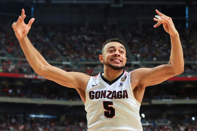 GLENDALE, AZ - APRIL 01: Nigel Williams-Goss #5 of the Gonzaga Bulldogs celebrates after defeating the South Carolina Gamecocks during the 2017 NCAA Men's Final Four Semifinal at University of Phoenix Stadium on April 1, 2017 in Glendale, Arizona. Gonzaga defeated South Carolina 77-73. (Photo by Ronald Martinez/Getty Images)