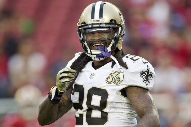 SANTA CLARA, CA - NOVEMBER 6:  Cornerback B.W. Webb #28 of the New Orleans Saints celebrates an interception before having the play called back on a penalty during the fourth quarter against the San Francisco 49ers on November, 6 2016 at Levi's Stadium in Santa Clara, California.  The Saints won 41-23. (Photo by Brian Bahr/Getty Images)