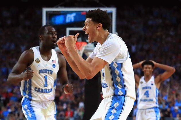 GLENDALE, AZ - APRIL 03:  Justin Jackson #44 of the North Carolina Tar Heels reacts late in the second half against the Gonzaga Bulldogs during the 2017 NCAA Men's Final Four National Championship game at University of Phoenix Stadium on April 3, 2017 in Glendale, Arizona.  (Photo by Tom Pennington/Getty Images)