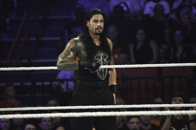 MIAMI, FL- SEPTEMBER 01: Roman Reigns looks on during the WWE Smackdown on September 1, 2015 at the American Airlines Arena in Miami, Florida.  (Photo by Ron ElkmanSports Imagery/Getty Images)