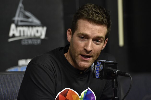 ORLANDO, FL - JUNE 23:  Orlando Magic general manager Rob Hennigan addresses the media during the 2016 NBA Draft on June 23, 2016 at Amway Center in Orlando, Florida. NOTE TO USER: User expressly acknowledges and agrees that, by downloading and or using this photograph, User is consenting to the terms and conditions of the Getty Images License Agreement. Mandatory Copyright Notice: Copyright 2016 NBAE  (Photo by Fernando Medina/NBAE via Getty Images)
