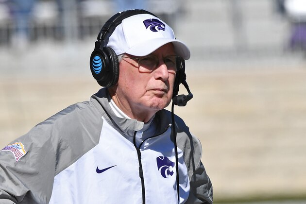 MANHATTAN, KS - OCTOBER 22:  Head coach Bill Snyder of the Kansas State Wildcats looks out onto the field against the Texas Longhorns during the second half on October 22, 2016 at Bill Snyder Family Stadium in Manhattan, Kansas.  Kansas State defeated Texas 24-21. (Photo by Peter G. Aiken/Getty Images)