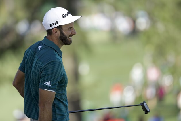 Dustin Johnson smiles on the seventh green during a practice round for the Masters golf tournament Tuesday, April 4, 2017, in Augusta, Ga. (AP Photo/Matt Slocum) Dustin Johnson smiles on the seventh green during a practice round for the Masters golf tournament Tuesday, April 4, 2017, in Augusta, Ga. (AP Photo/Matt Slocum)