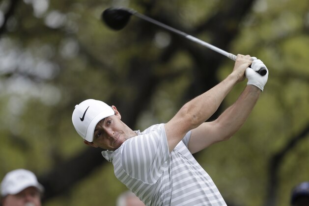 Rory McIlroy of Northern Ireland hits from the first tee during round-robin play at the Dell Technologies Match Play golf tournament at Austin County Club, Wednesday, March 22, 2017, in Austin, Texas. (AP Photo/Eric Gay)