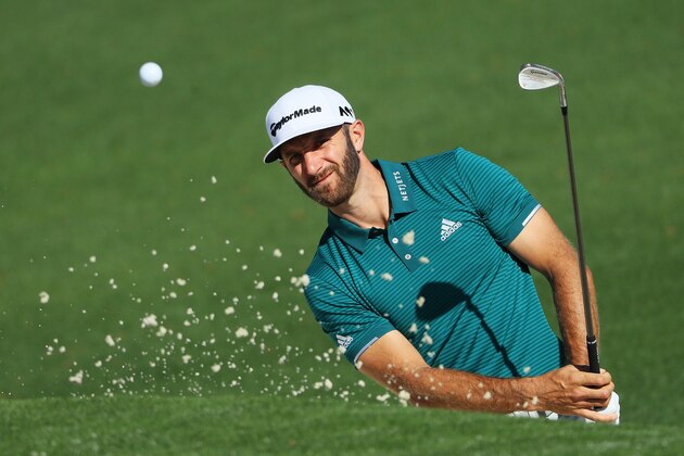 AUGUSTA, GA - APRIL 04:  Dustin Johnson of the United States plays a shot from a bunker on the second hole during a practice round prior to the start of the 2017 Masters Tournament at Augusta National Golf Club on April 4, 2017 in Augusta, Georgia.  (Photo by Andrew Redington/Getty Images)
