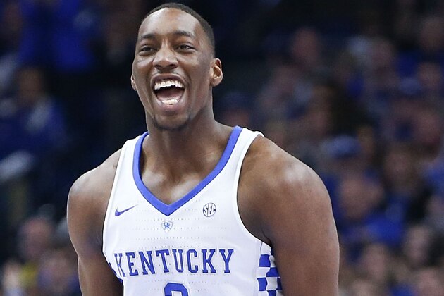 LEXINGTON, KY - JANUARY 21:  Bam Adebayo #3 of the Kentucky Wildcats celebrates against the South Carolina Gamecocks during the first half at Rupp Arena on January 21, 2017 in Lexington, Kentucky.  (Photo by Michael Reaves/Getty Images)
