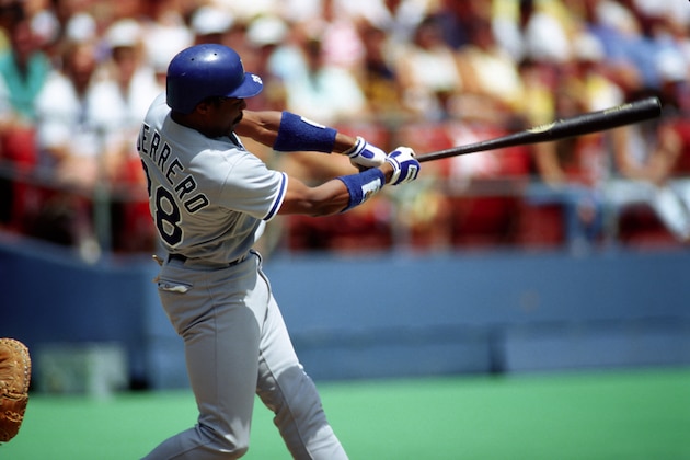 PITTSBURGH - 1985:  Outfielder/infielder Pedro Guerrero #28 of the Los Angeles Dodgers bats against the Pittsburgh Pirates at Three Rivers Stadium circa 1985 in Pittsburgh, Pennsylvania.  (Photo by George Gojkovich/Getty Images)