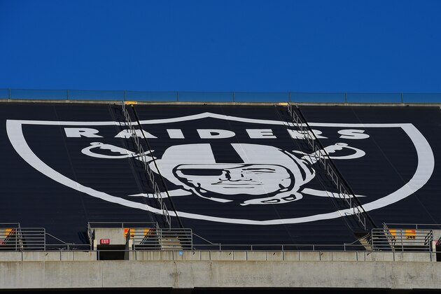 OAKLAND, CA - NOVEMBER 09:  A detailed view of the tarp displaying the Oakland Raiders logo that covers mount Davis seen prior to the game against the Denver Broncos at O.co Coliseum on November 9, 2014 in Oakland, California.  (Photo by Thearon W. Henderson/Getty Images)