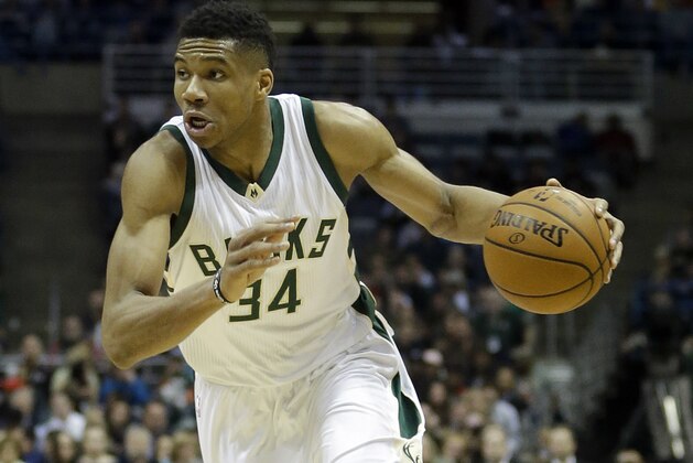 Milwaukee Bucks' Giannis Antetokounmpo drives to the basket during the second half of an NBA basketball game against the Indiana Pacers Friday, March 10, 2017, in Milwaukee. (AP Photo/Aaron Gash)