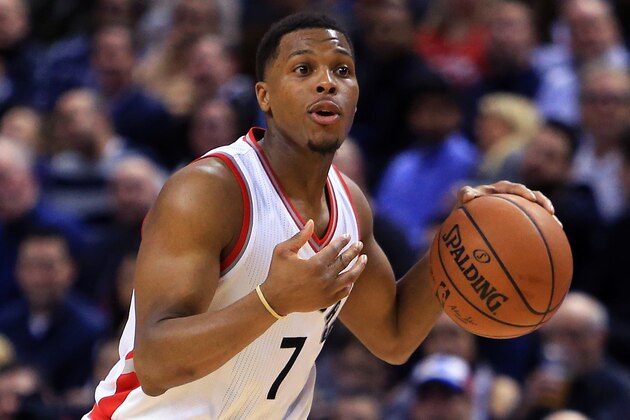TORONTO, ON - JANUARY 27:  Kyle Lowry #7 of the Toronto Raptors reacts during the second half of an NBA game against the Milwaukee Bucks at Air Canada Centre on January 27, 2017 in Toronto, Canada.  NOTE TO USER: User expressly acknowledges and agrees that, by downloading and or using this photograph, User is consenting to the terms and conditions of the Getty Images License Agreement.  (Photo by Vaughn Ridley/Getty Images)