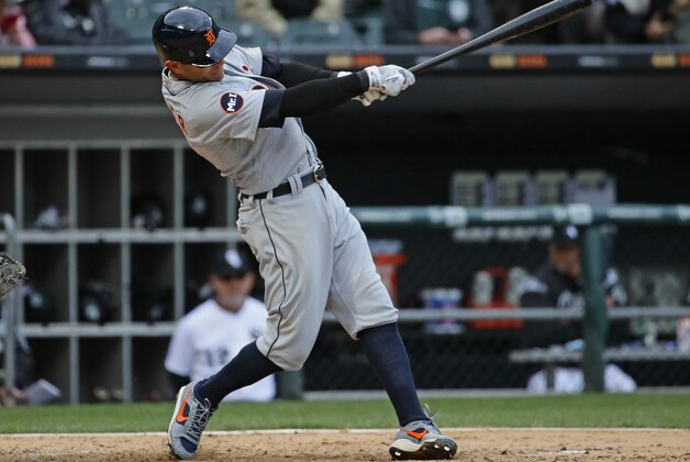 CHICAGO, IL - APRIL 04:  Ian Kinsler #3  of the Detroit Tigers bats against the Chicago White Sox
during the opening day game at Guaranteed Rate Field on April 4, 2017 in Chicago, Illinois. The Tigers defeated the White Sox 6-3.  (Photo by Jonathan Daniel/Getty Images)