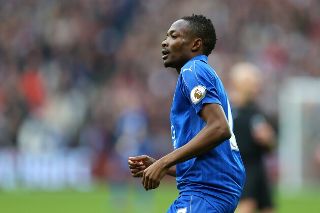 STRATFORD, ENGLAND - MARCH 18: Ahmed Musa of Leicester City during the Premier League match between West Ham United and Leicester City at London Stadium on March 18, 2017 in Stratford, England. (Photo by Catherine Ivill - AMA/Getty Images)