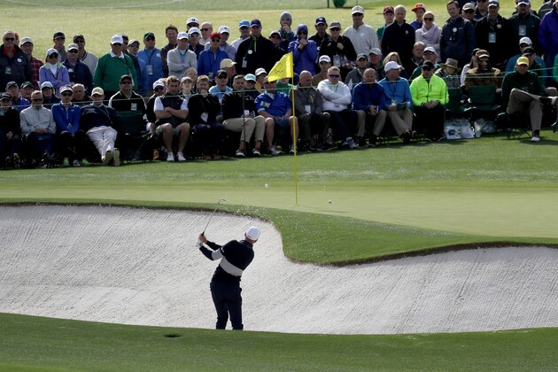 AUGUSTA, GA - APRIL 06:  Daniel Berger of the United States plays a shot from a greenside bunker on the second hole during the first round of the 2017 Masters Tournament at Augusta National Golf Club on April 6, 2017 in Augusta, Georgia.  (Photo by Rob Carr/Getty Images)