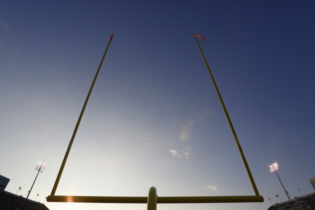 Goalposts are shown against the evening sky during the second half of a preseason NFL football game between the Buffalo Bills and Tampa Bay Buccaneers Saturday, Aug. 23, 2014, in Orchard Park, N.Y. The Buccaneers won the game 27-14. (AP Photo/Bill Wippert)