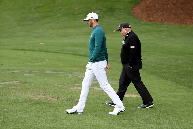AUGUSTA, GA - APRIL 06:  Dustin Johnson of the United States walks with coach Butch Harmon on the range prior to his tee time for the first round of the 2017 Masters Tournament at Augusta National Golf Club on April 6, 2017 in Augusta, Georgia.  (Photo by Rob Carr/Getty Images)
