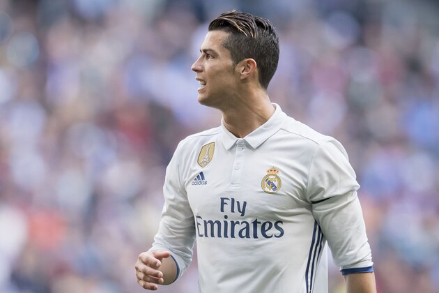 MADRID, SPAIN - APRIL 02: Cristiano Ronaldo of Real Madrid reacts during their La Liga match between Real Madrid and Deportivo Alaves at the Santiago Bernabeu Stadium on 02 April 2017 in Madrid, Spain. (Photo by Power Sport Images/Getty Images)