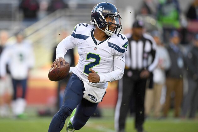 SANTA CLARA, CA - JANUARY 01:  Trevone Boykin #2 of the Seattle Seahawks rolls out to pass against the San Francisco 49ers during the fourth quarter of their NFL football game at Levi's Stadium on January 1, 2017 in Santa Clara, California.  (Photo by Thearon W. Henderson/Getty Images)
