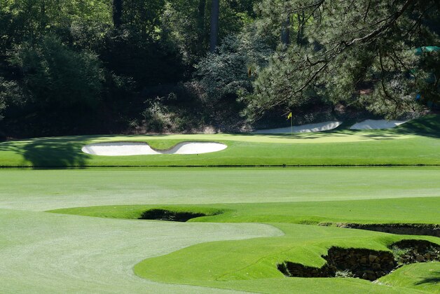AUGUSTA, GA - APRIL 04:  A general view of the 12th green is seen during a practice round prior to the start of the 2017 Masters Tournament at Augusta National Golf Club on April 4, 2017 in Augusta, Georgia.  (Photo by David Cannon/Getty Images)