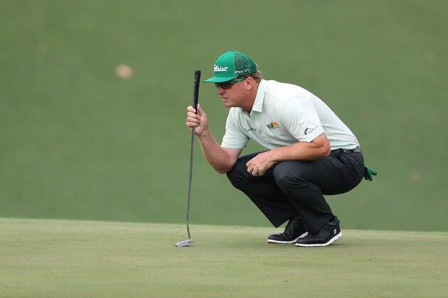 AUGUSTA, GA - APRIL 06:  Charley Hoffman of the United States lines up his putt on the tenth hole during the first round of the 2017 Masters Tournament at Augusta National Golf Club on April 6, 2017 in Augusta, Georgia.  (Photo by David Cannon/Getty Images)