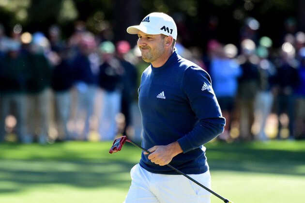 AUGUSTA, GA - APRIL 07:  Sergio Garcia of Spain reacts to making birdie on the first hole during the second round of the 2017 Masters Tournament at Augusta National Golf Club on April 7, 2017 in Augusta, Georgia.  (Photo by Harry How/Getty Images)