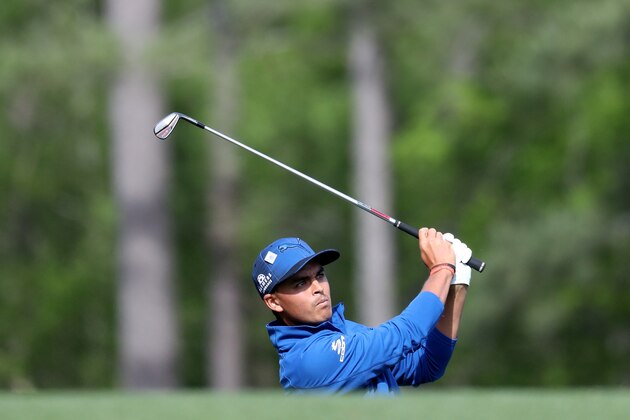 AUGUSTA, GA - APRIL 07:  Rickie Fowler of the United States plays his shot from the 12th tee during the second round of the 2017 Masters Tournament at Augusta National Golf Club on April 7, 2017 in Augusta, Georgia.  (Photo by Rob Carr/Getty Images)