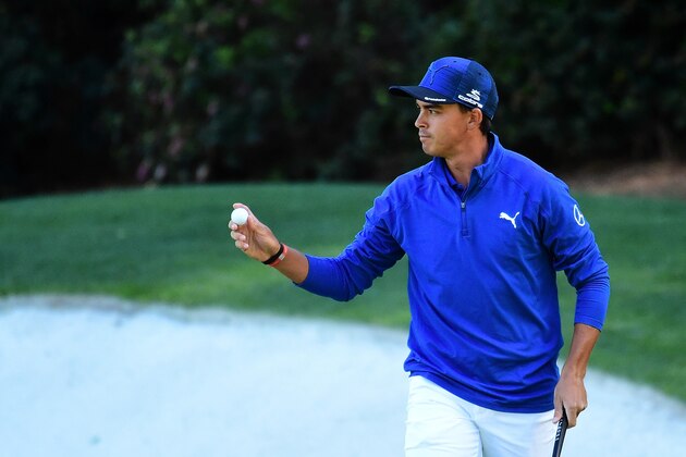 AUGUSTA, GA - APRIL 07:  Rickie Fowler of the United States reacts on the 13th green during the second round of the 2017 Masters Tournament at Augusta National Golf Club on April 7, 2017 in Augusta, Georgia.  (Photo by Harry How/Getty Images)