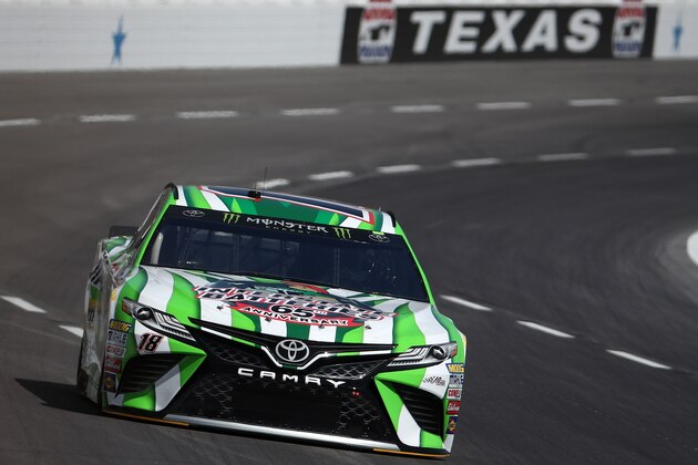 FORT WORTH, TX - APRIL 07:  Kyle Busch, driver of the #18 Interstate Batteries Toyota, practices for the Monster Energy NASCAR Cup Series O'Reilly Auto Parts 500 at Texas Motor Speedway on April 7, 2017 in Fort Worth, Texas.  (Photo by Chris Graythen/Getty Images)