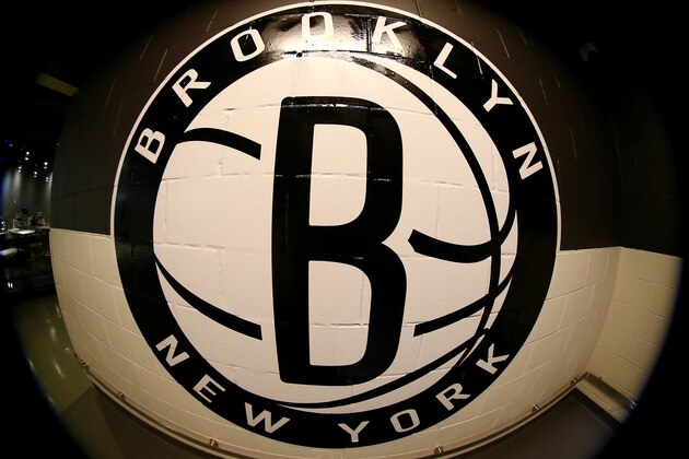 BROOKLYN, NY - OCTOBER 28:  A general view of the Brooklen Nets logo before a game against the Indiana Pacers on October 28, 2016 at Barclays Center in Brooklyn, New York. NOTE TO USER: User expressly acknowledges and agrees that, by downloading and or using this photograph, user is consenting to the terms and conditions of the Getty Images License Agreement. Mandatory Copyright Notice: Copyright 2016 NBAE (Photo by Nathaniel S. Butler/NBAE via Getty Images)