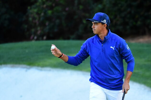 AUGUSTA, GA - APRIL 07:  Rickie Fowler of the United States reacts on the 13th green during the second round of the 2017 Masters Tournament at Augusta National Golf Club on April 7, 2017 in Augusta, Georgia.  (Photo by Harry How/Getty Images)