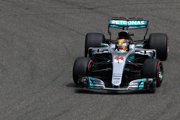 SHANGHAI, CHINA - APRIL 08: Lewis Hamilton of Great Britain driving the (44) Mercedes AMG Petronas F1 Team Mercedes F1 WO8 on track during final practice for the Formula One Grand Prix of China at Shanghai International Circuit on April 8, 2017 in Shanghai, China.  (Photo by Mark Thompson/Getty Images)