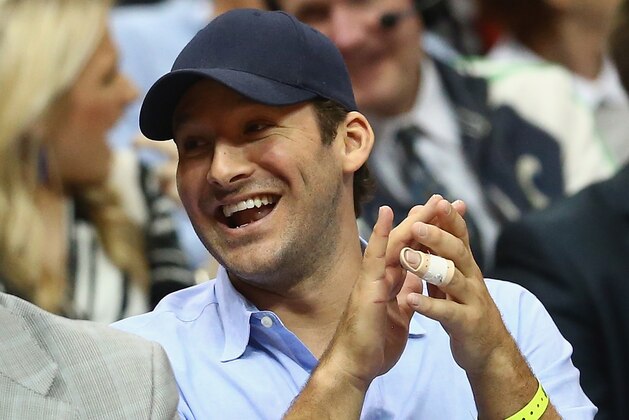 DALLAS, TX - FEBRUARY 11:  Tony Romo of the Dallas Cowboys attends a game between the Utah Jazz and the Dallas Mavericks at American Airlines Center on February 11, 2015 in Dallas, Texas.  NOTE TO USER: User expressly acknowledges and agrees that, by downloading and or using this photograph, User is consenting to the terms and conditions of the Getty Images License Agreement.  (Photo by Ronald Martinez/Getty Images)
