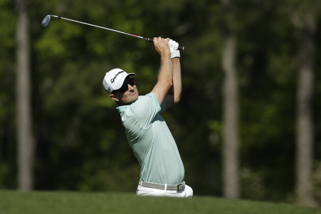 Justin Rose, of England, hits on the 12th hole during the third round of the Masters golf tournament Saturday, April 8, 2017, in Augusta, Ga. (AP Photo/Charlie Riedel)