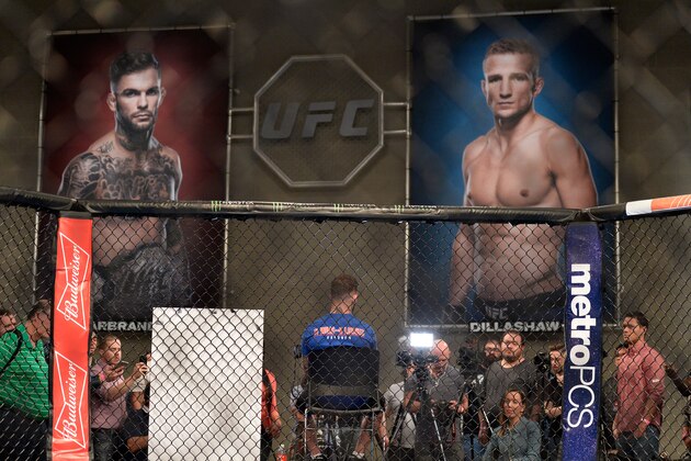 LAS VEGAS, NV - FEBRUARY 15:  UFC bantamweight champion Cody Garbrandt speaks to the media during the TUF 25 Media Day at the TUF Gym on February 15, 2017 in Las Vegas, Nevada. (Photo by Brandon Magnus/Zuffa LLC/Zuffa LLC via Getty Images)