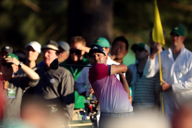 AUGUSTA, GA - APRIL 08:  Sergio Garcia of Spain plays his shot from the 18th tee during the third round of the 2017 Masters Tournament at Augusta National Golf Club on April 8, 2017 in Augusta, Georgia.  (Photo by David Cannon/Getty Images)