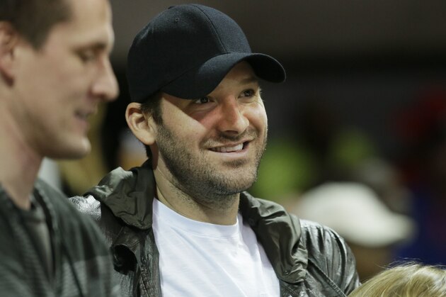Dallas Cowboys quarterback Tony Romo watches during the first half of an NCAA college basketball game between Cincinnati and SMU in Dallas, Sunday, Feb. 12, 2017. (AP Photo/LM Otero)